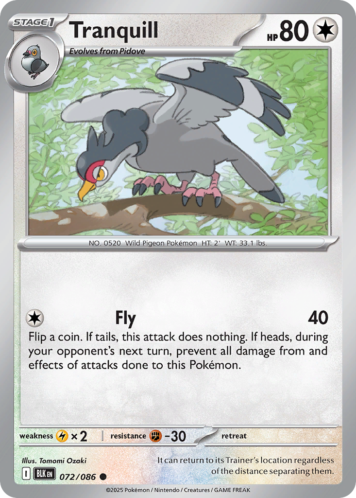 Tranquill - Black Bolt - #72 - Pokemon TCG card