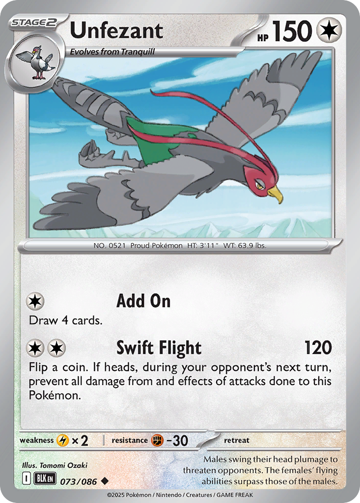 Unfezant - Black Bolt - #73 - Pokemon TCG card