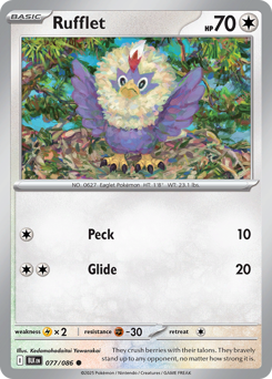 Rufflet #77 Rufflet - Black Bolt - #77 - Pokemon TCG card